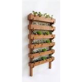 Evdekka Ahşap Dikey Bahçe Saksılığı - 5 Katlı Balkon Ve Duvar Tipi Saksı Standı 80X150 Cm