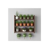 Evdekka Ahşap Duvar Rafı - 3 Katlı Çok Amaçlı Mutfak Ve Balkon Rafı - Dekoratif Saksılık - 50X50 Cm