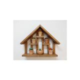 Evdekka Ahşap Ev Tasarım Dekoratif Duvar Rafı - Sukulent Ve Mini Çiçek Rafı 40X30 Cm