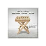 Evdekka Ahşap Katlanır Tabure - Piknik, Balkon Ve Kamp Masası - 50X25 Cm