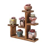 Evdekka Ahşap Sukulent Ve Çiçek Standı - 5 Bölmeli Dekoratif Masaüstü Saksı Rafı - 25X25 Cm