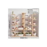 Evdekka Çift Kuleli Ahşap Masaüstü Çiçeklik 90X80 Cm - 10 Cm Derinlik Pencere Önü Sukulent Kaktüs Saksı Rafı