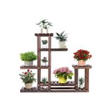 Evdekka Dekoratif 7 Raflı Ahşap Saksılık Çiçeklik - 120X120 Cm Çok Katlı Salon Balkon Standı