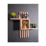 Evdekka Dekoratif Ahşap Duvar Rafı 60X50{ Cm} - Çift Taraflı Bant İle Yapıştırılabilir - Modern Kitaplık
