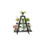 Evdekka Dekoratif Ahşap Metal 3 Katlı Çiçeklik Saksı Standı - 120X120 Cm Merdiven Saksılık
