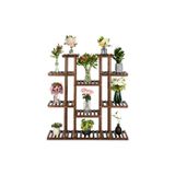 Evdekka Dekoratif Ahşap Saksılık Çiçeklik Standı - 11 Bölmeli Bahçe Balkon Çiçek Rafı 120X120 Cm