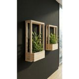Evdekka Delmesiz Montaj Masif Ahşap Duvar Saksılığı - Çift Taraflı Bantlı Dekoratif Çiçeklik (40X100 Cm)