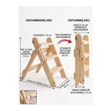 Evdekka Doğal Ahşap Katlanır Merdiven / Dekoratif Basamak Tabure - 75 Cm