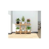 Evdekka Doğal Köknar Ahşap 2 Katlı Dekoratif Çiçeklik - 100X100 Cm Derinlik 25 Cm Büyük Boy Saksı Standı