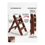 Evdekka Kestane Rengi Masif Ahşap Katlanır Merdiven - Dekoratif Basamak Tabure (75 Cm)