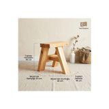 Evdekka Masif Ahşap Tabure - 40 Cm Yükseklik - Doğal Çam Basamaklı Tabure