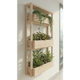 Evdekka Matkap Gerektirmeyen Çift Taraflı Bantlı Duvar Saksılığı - 40X100 Cm Masif Ahşap Çiçeklik