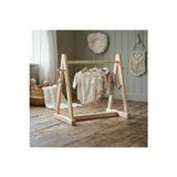 Evdekka .Montessori Ahşap Bebek Kıyafet Askılığı - Doğal Çam Çocuk Elbise Standı (100X100 Cm)