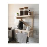 Evdekka Naturadesign 40X30 Cm Vidasız Yapışkanlı Doğal Ahşap Mutfak Rafı -Raflı Baharatlık Ve Havluluk