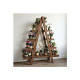 Evdekka Wooddecor 5 Katlı Ahşap Merdiven Çiçeklik - 120X100 Cm Geniş Raf Standı