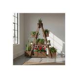 Evdekka Wooddesign 150X150 Cm Doğal Ahşap A Formlu Çiçeklik Standı - 3 Katlı Büyük Boy Saksılık