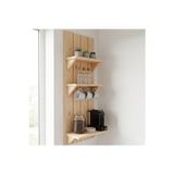Evdekka Wooddesign Masif Göknar Ahşap Kahve Köşesi - 100X40 Cm Barista Duvar Rafı Ve Kupa Askılığı