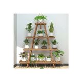 Evdekka Wooddesign Masif Köknar Ahşap Çiçeklik – 4 Katlı Dekoratif Saksı Standı Ve Bahçe Rafı (120X120 Cm)
