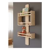 Evdekka Woodyhome Montessori Ahşap Çocuk Kitaplığı Duvar Rafı - 60X40X10 Cm Doğal Çam Oyuncak Düzenleyici