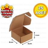 EvdeLazım 8X8X4 cm Hediyelik Kına Kutusu E Ticaret Kargo Kutusu Karton Kilitli Kutu 25 Adet