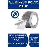 EvdeLazım Alüminyum Folyo Yapışkanlı Bant (44MM X 10METRE) Yanmayan Su Geçirmeyen Soba Aspiratör Borusu Bandı