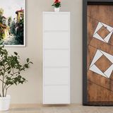 Evdemo 5 Kapaklı Metal Ayakkabılık Beyaz