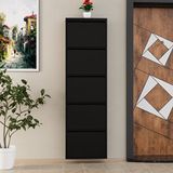 Evdemo 5 Kapaklı Metal Ayakkabılık Siyah