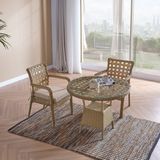 EVDEMO Ayaz 2 Kişilik Rattan Bahçe Balkon Mutfak Masa Takımı Cappuccino