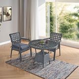 Evdemo Ayaz 2 Kişilik Rattan Bahçe Balkon Mutfak Masa Takımı Gri Naturel