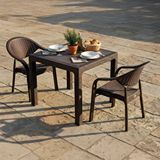 Evdemo Bamboo 2 Kişilik Rattan Masa Sandalye Takımı Kahve Siyah
