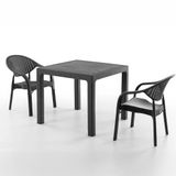 Evdemo Bamboo 2 Kişilik Rattan Masa Sandalye Takımı Siyah