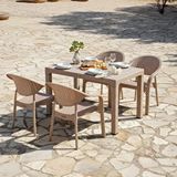 Evdemo Bamboo 4 Kişilik Rattan Masa Sandalye Takımı Cappuccino