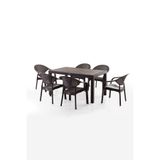 Evdemo Bamboo 6 Kişilik Rattan Masa Sandalye Takımı Kahve