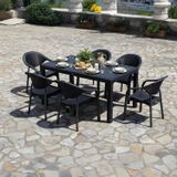 Evdemo Bamboo 6 Kişilik Rattan Masa Sandalye Takımı Siyah