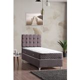 Evdemo Bengü Tek Kişilik Baza Başlık Yatak Seti Gri 90x190 cm