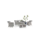 Evdemo Deniz Rattan Puflu Bahçe Balkon Takımı 3+1+1 Gri