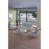 Evdemo Edra Rattan Puflu Bahçe Balkon Takımı 3+1+1+Camı Masa Kemik Rengi