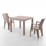 Evdemo Efes 2 Kişilik Rattan Masa Sandalye Takımı Cappuccino Bej