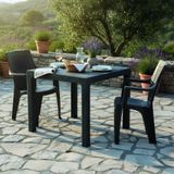 Evdemo Efes 2 Kişilik Rattan Masa Sandalye Takımı Siyah