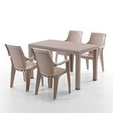 Evdemo Efes 4 Kişilik Rattan Masa Sandalye Takımı Cappuccino Bej