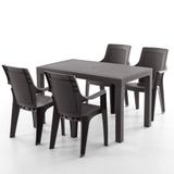 Evdemo Efes 4 Kişilik Rattan Masa Sandalye Takımı Kahve