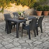 Evdemo Efes 4 Kişilik Rattan Masa Sandalye Takımı Siyah