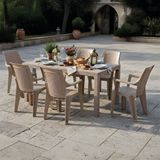 Evdemo Efes 6 Kişilik Rattan Masa Sandalye Takımı Cappuccino