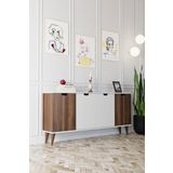 Evdemo Elegant 4 Kapaklı Dekoratif Konsol Barok Ceviz Beyaz