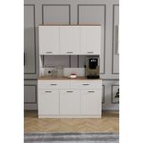 EVDEMO Elmas Kahve Köşesi Çok Amaçlı Dolap Beyaz Atlantik Çam Modern Tasarım 210 cm Yükseklik - Beyaz - Atlantik Çam