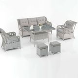 Evdemo Eren Rattan Puflu 3+1+1 Gri Bahçe Balkon Takımı