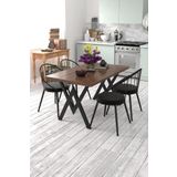 Evdemo Eylül 4 Kişilik Mutfak Masası Takımı Ceviz Siyah 120x80x74 cm