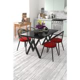 Evdemo Eylül 4 Kişilik Mutfak Masası Takımı Siyah Kırmızı 120x80x74 cm