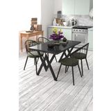Evdemo Eylül 4 Kişilik Mutfak Masası Takımı Siyah Mermer Desen Haki 120x80x74 cm