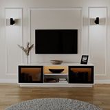 Evdemo Frame 2 Kapaklı Raflı Ledli Tv Ünitesi Beyaz